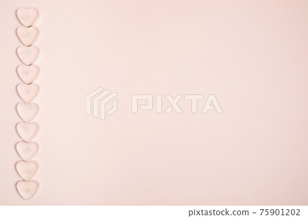 Valentine's Day, composition of hearts on a pink background. View from above 75901202