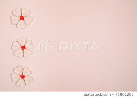 Valentine's Day, composition of hearts on a pink background. View from above Valentine's Day, composition of hearts on a pink background. View from above 75901205