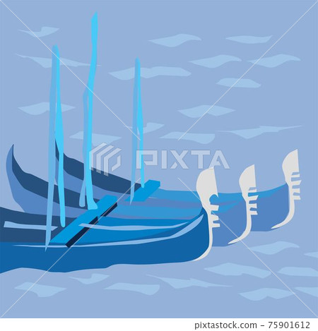 漂浮在水面上的船的插圖 75901612