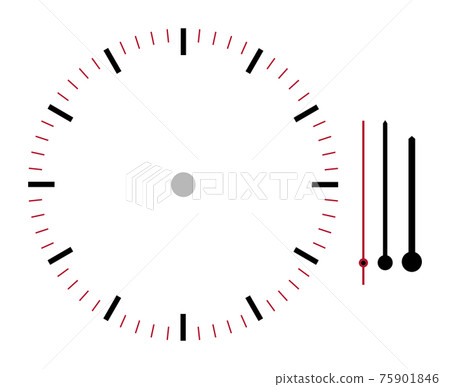 clock face illustration with hour minute and second hands isolated on white background with clipping path 75901846