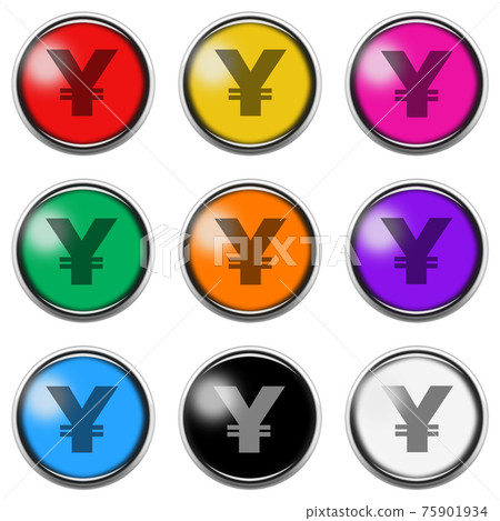 Yuan Renminbi button icon set isolated on white...-插圖素材 [75901934 ...