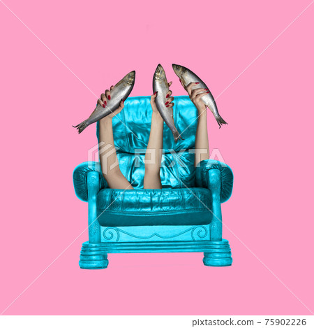 Modern design, contemporary art collage. Inspiration, idea, trendy urban magazine style. Negative space to insert your text or ad. Modern design, contemporary art collage. Inspiration, idea, trendy urban magazine style. Negative space to insert your text or ad. 75902226