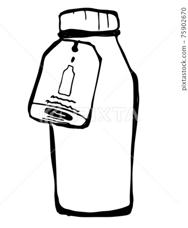 [Illustration material] Milk bottle (line... - Stock Illustration ...