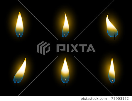 Candle flame vector design illustration isolated on black background Candle flame vector design illustration isolated on black background 75903152