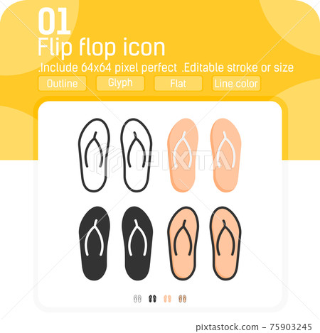 Flip flop vector icon with flat style isolated on white background. Graphics illustration trendy element thin icon pack sign symbol for ui, ux, web site design, logo, mobile apps and all project 75903245