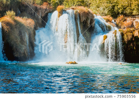 Krka National Park, waterfall Skradinski buk, Croatia. Krka National Park, waterfall Skradinski buk, Croatia. 75903556