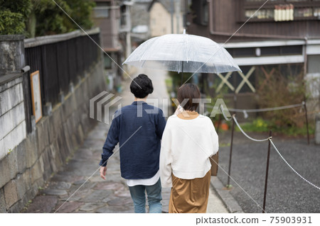 一對在別府鐵輪溫泉觀光的年輕夫婦 75903931