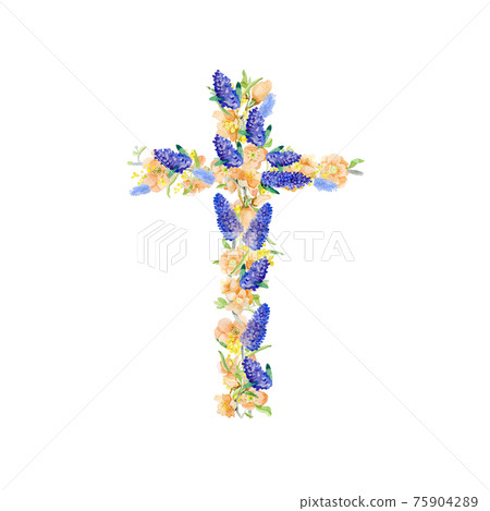 Sunflower cross. hristianity. Religian Cross made of flower. Isolated on white Sunflower cross. hristianity. Religian Cross made of flower. Isolated on white 75904289