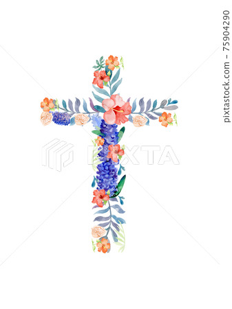 Sunflower cross. hristianity. Religian Cross made of flower. Isolated on white Sunflower cross. hristianity. Religian Cross made of flower. Isolated on white 75904290