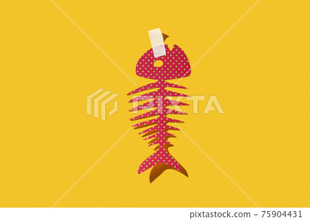 cutout pink paper fish for april fools day 75904431