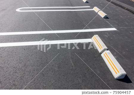 Exterior construction white line parking space Exterior construction white line parking space 75904457