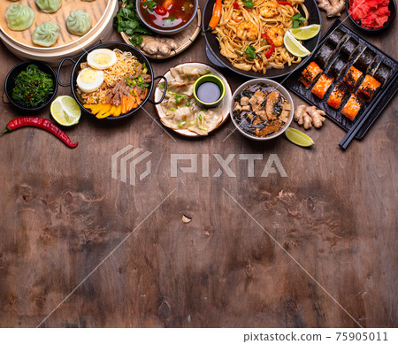 Asian food. Chinese, Japanese and Thai cuisine Asian food. Chinese, Japanese and Thai cuisine 75905011