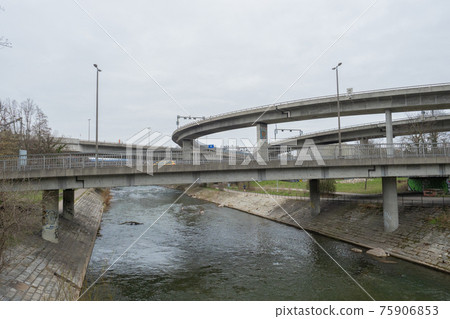 Motorway landscape of at the outskirts of Basel, Switzerland Motorway landscape of at the outskirts of Basel, Switzerland 75906853