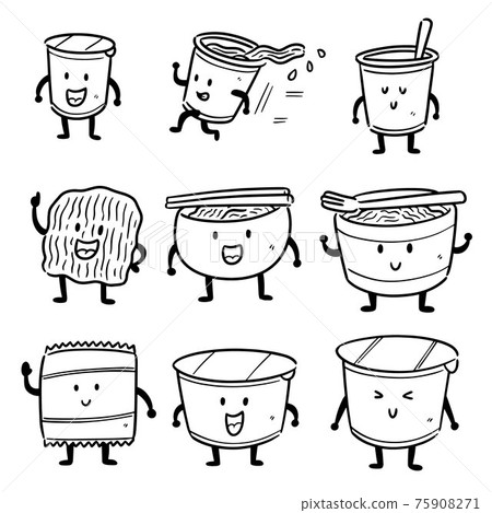 vector set of noodle 75908271