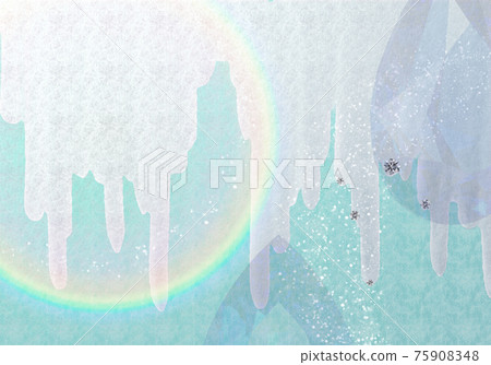 A refreshing abstract background illustration of a silver icicle with a circular rainbow, snow, diamonds, sapphires and visual coldness. A refreshing abstract background illustration of a silver icicle with a circular rainbow, snow, diamonds, sapphires and visual coldness. 75908348
