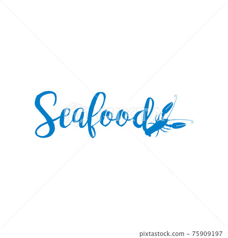 Seafood lettering design isolated on white 75909197