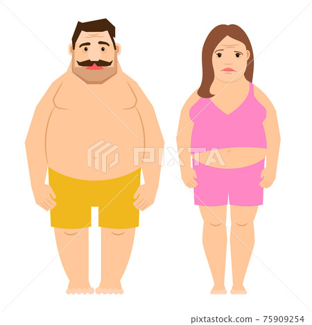 Fat exercising man and woman 75909254