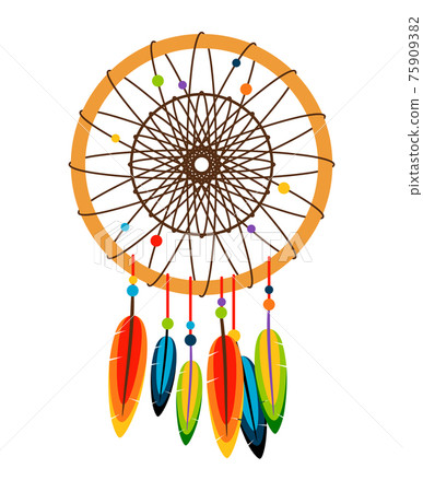Dreamcatcher with feathers and beads Dreamcatcher with feathers and beads 75909382