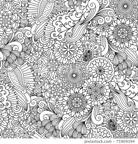 Decorative geometric background made of flowers 75909394