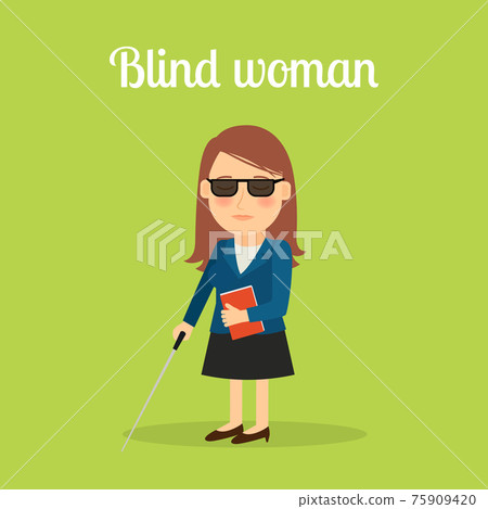 Disabled blind woman 75909420
