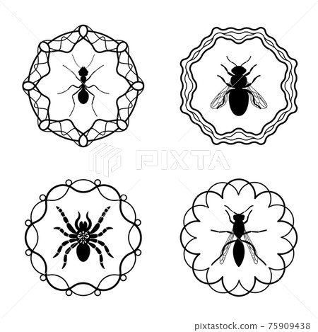 Bee and wasp hipster labels 75909438