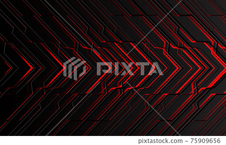 Abstract red light black lines circuit cyber energy technology futuristic arrow direction on dark grey metallic design modern background vector illustration. Abstract red light black lines circuit cyber energy technology futuristic arrow direction on dark grey metallic design modern background vector illustration. 75909656