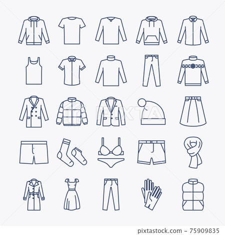 Clothes linear icons Clothes linear icons 75909835
