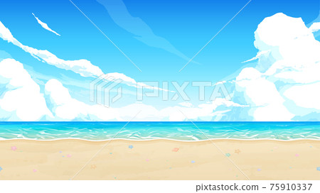 Sea, beach and sky landscape illustration_seashell_16: 9 Sea, beach and sky landscape illustration_seashell_16: 9 75910337