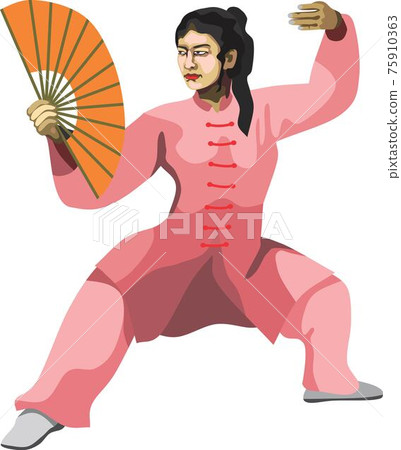 Wushu Fan Girl Chinese Traditional Martial Art 75910363