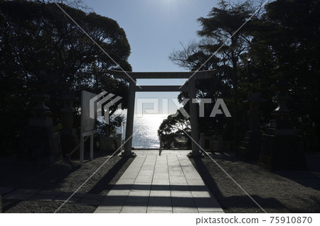大洗磯崎神社的海景鳥居 大洗磯崎神社的海景鳥居 75910870