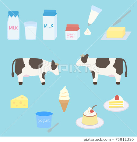 Simple and cute dairy illustration set flat design 75911350