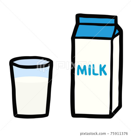 簡單可愛的牛奶插畫手寫 75911376