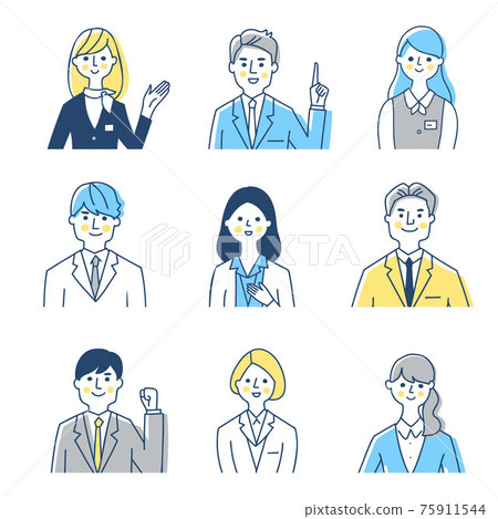 Business person 9 men and women bust-up set 75911544