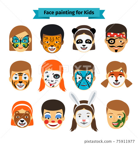 Kids faces with painting Kids faces with painting 75911977
