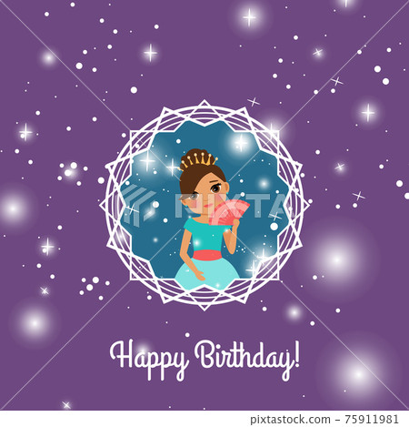 Happy Birthday violet card with princess Happy Birthday violet card with princess 75911981