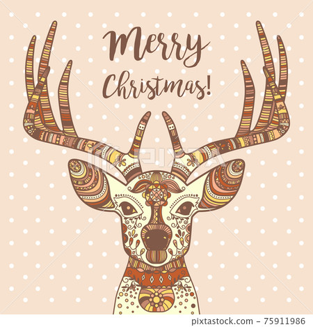Deer head with ornament, Merry Christmas Deer head with ornament, Merry Christmas 75911986