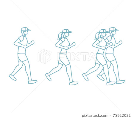 Run man and woman line icons Run man and woman line icons 75912021