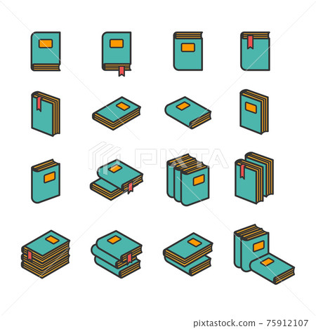 Office folders with labels icons set Office folders with labels icons set 75912107