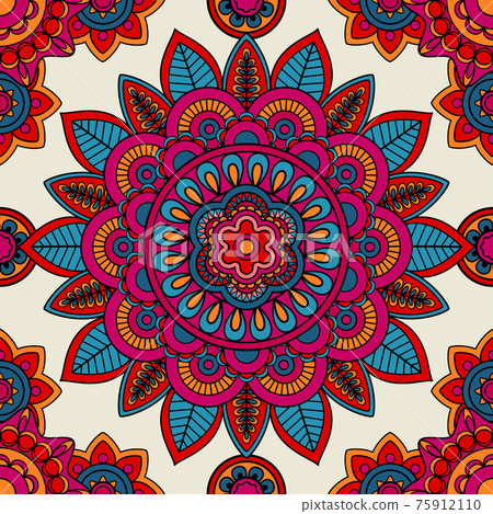 Mandala boho hand drawn seamless pattern Mandala boho hand drawn seamless pattern 75912110