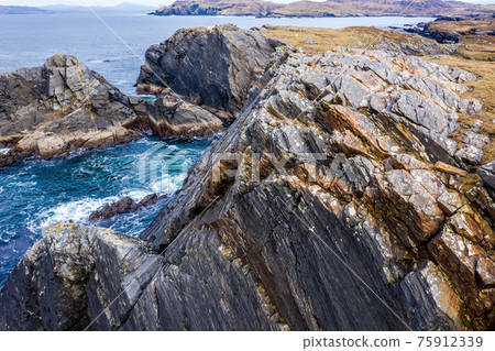 Aerial view of the coastline at Dawros in County Donegal - Ireland 75912339