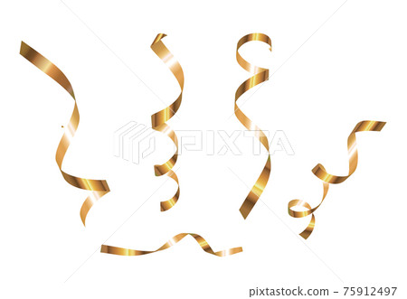 Golden Ribbon Collection Set Isolated on White Background. Vector Illustration 75912497
