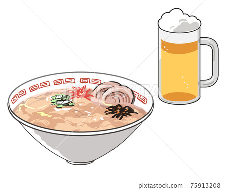 Tonkotsu ramen and beer Tonkotsu ramen and beer 75913208