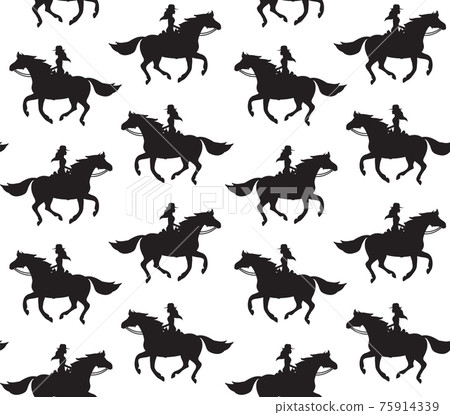 Vector seamless pattern of woman horse silhouett 75914339
