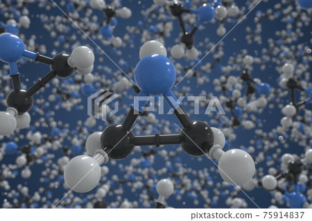 Molecule of aziridine, ball-and-stick molecular model. Science related 3d rendering Molecule of aziridine, ball-and-stick molecular model. Science related 3d rendering 75914837