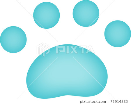 藍色動物腳印水彩風格 藍色動物腳印水彩風格 75914883