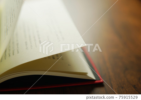 Turn over a book on a bright background. 75915529