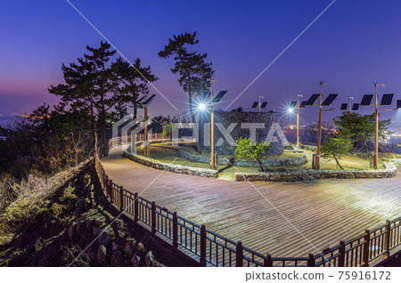 Sunset at Myodobonghwasan Observatory in Yeosu City 75916172