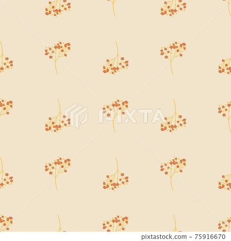 Bloom floral seamless doodle pattern with orange cure gypsophila elements. Light pastel background. Bloom floral seamless doodle pattern with orange cure gypsophila elements. Light pastel background. 75916670