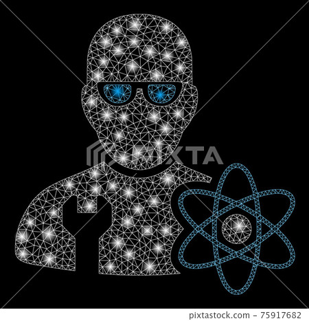 Glossy Mesh Network Power Engineer with Light Spots 75917682