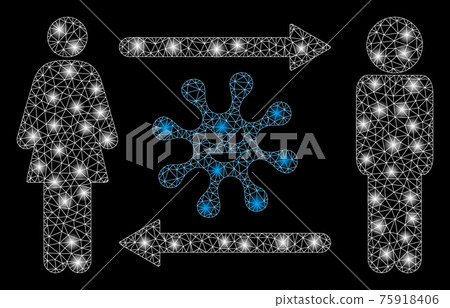 Flare Mesh Wire Frame People Exchange Bacteria with Flare Spots 75918406